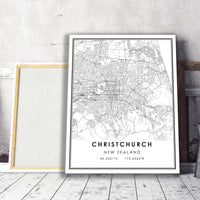 
              Christchurch, New Zealand Modern Style Map Print 
            