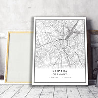 
              Leipzig, Germany Modern Style Map Print
            