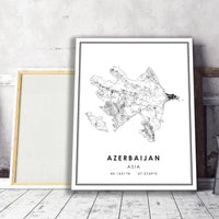 
              Azerbaijan, Asia Modern Style Map Print 
            