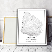 
              Uruguay, South America Modern Style Map Print 
            