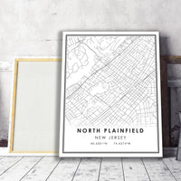 North Plainfield, New Jersey Modern Map Print 