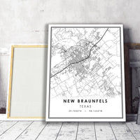 
              New Braunfels, Texas Modern Map Print
            