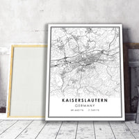 
              Kaiserslautern, Germany Modern Style Map Print
            