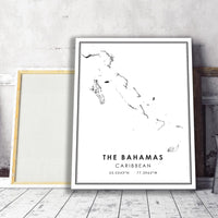 
              The Bahamas, Caribbean Modern Style Map Print 
            