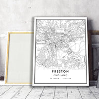 
              Preston, England Modern Style Map Print
            