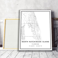North Hutchinson Island, Florida Modern Map Print