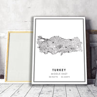 Turkey, Middle East Modern Style Map Print 