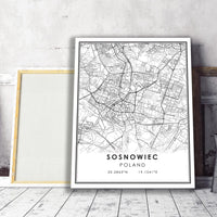 
              Sosnowiec, Poland Modern Style Map Print 
            