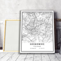 Sosnowiec, Poland Modern Style Map Print 