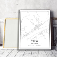 
              Vevay, Indiana Modern Map Print 
            