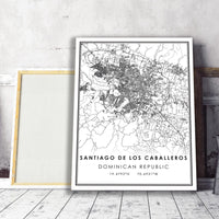 
              Santiago De Los Caballeros, Dominican Republic Modern Style Map Print 
            