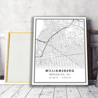 
              Williamsburg, Brooklyn Modern Map Print
            