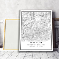 
              East York, Toronto, Ontario Modern Style Map Print 
            