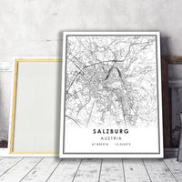 
              Salzburg, Austria Modern Style Map Print 
            