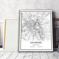 Salzburg, Austria Modern Style Map Print 