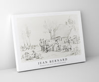 
              Jean Bernard - Farmyard with cattle and milking woman
            