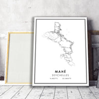 
              Mahe, Seychelles Modern Style Map Print 
            