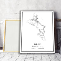 Mahe, Seychelles Modern Style Map Print 