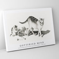 Gottfried Mind - cat and three playful kittens by Gottfried Mind (1768-1814)