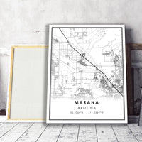 Marana, Arizona Modern Map Print 
