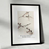 Katsushika Hokusai - Three Birds Perched on Branches, One with Blossoms 1830-1850