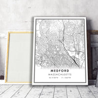 
              Medford, Massachusetts Modern Map Print
            