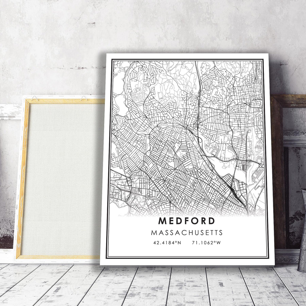 Medford, Massachusetts Modern Map Print