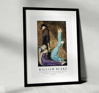 
              William Blake - Man supporting a supine woman, an aged man with bell, and a woman in a blue dress raising arms 1752-1827
            