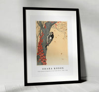 
              Ohara Koson - Great spotted woodpecker in tree with red ivy (1925 - 1936)
            