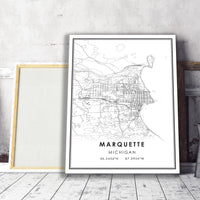
              Marquette, Michigan Modern Map Print 
            