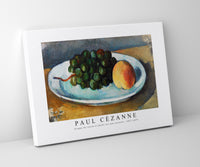 
              Paul Cezanne - Grapes and Peach on a Plate (Grappe de raisin et pêche sur une assiette) 1877-1879
            