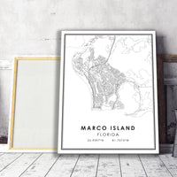 Marco Island, Modern Map Print 