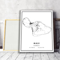 
              Maui, Hawaii Modern Map Print 
            