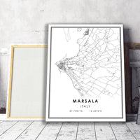 
              Marsala, Italy Modern Style Map Print 
            