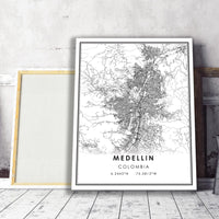 Medellin, Colombia Modern Style Map Print 