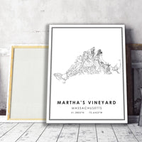 
              Martha's Vineyard, Massachusetts Modern Map Print 
            