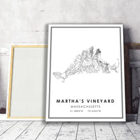 Martha's Vineyard, Massachusetts Modern Map Print 