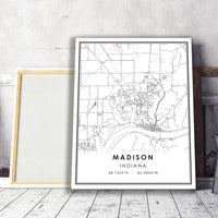 
              Madison, Indiana Modern Map Print 
            