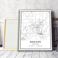 Madison, Indiana Modern Map Print 