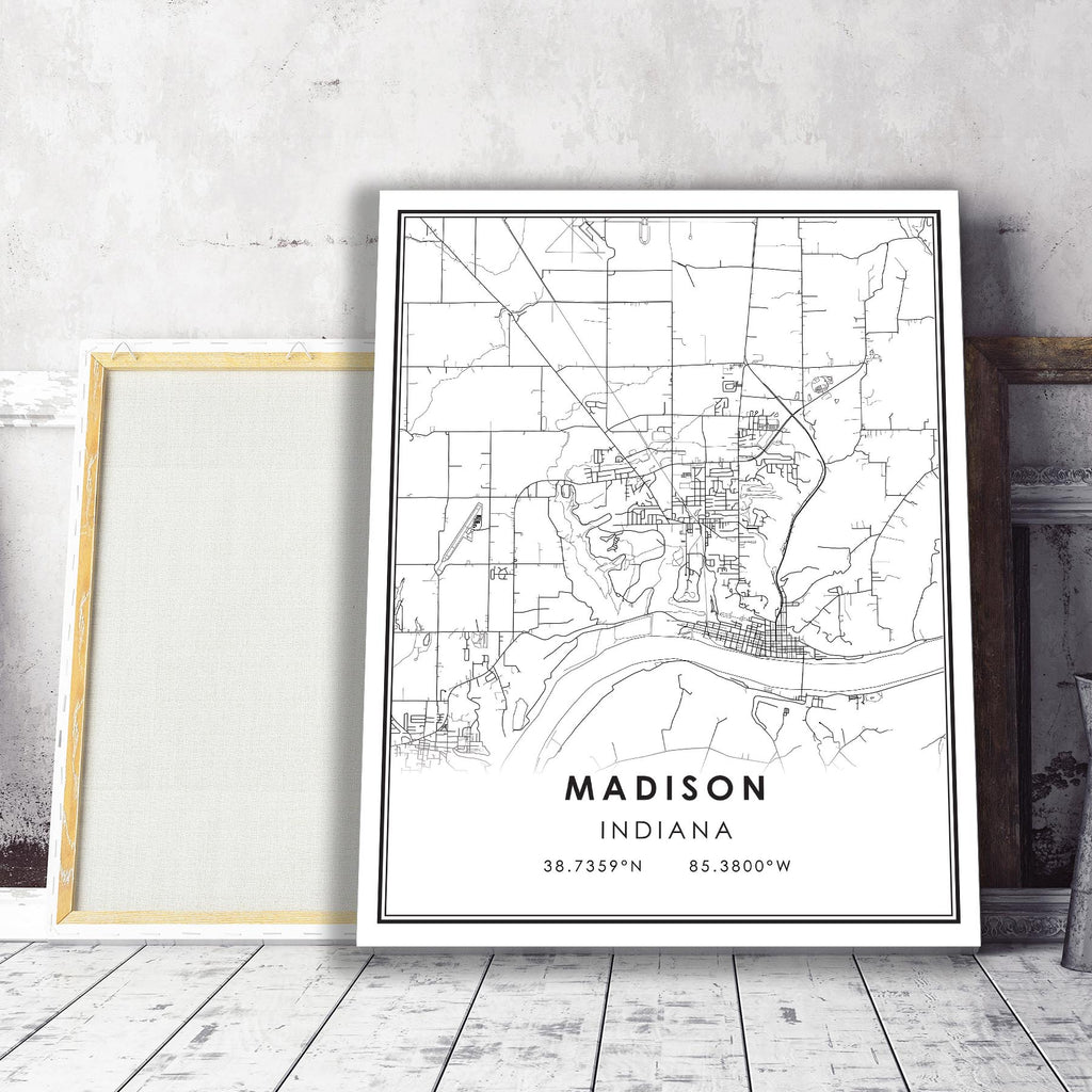 Madison, Indiana Modern Map Print 