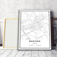 Maniago, Italy Modern Style Map Print 