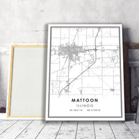 
              Mattoon, Illinois Modern Map Print 
            