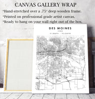 
              Des Moines, Iowa Scandinavian Map Print 
            