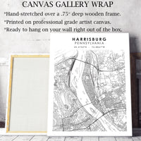 Harrisburg, Pennsylvania Scandinavian Map Print 