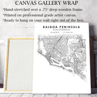Balboa Peninsula, California Scandinavian Map Print 