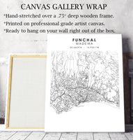 
              Funchal, Madeira, Portugal Scandinavian Style Map Print 
            