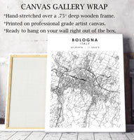 
              Bologna, Italy Scandinavian Style Map Print 
            