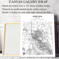 Denton, Texas Scandinavian Map Print 