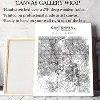 Centennial, Colorado Scandinavian Map Print 