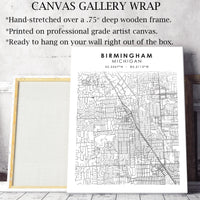 Birmingham, Michigan Scandinavian Map Print 